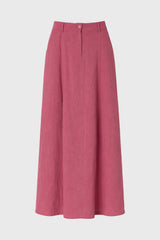 Raspberry Paneled Linen Feel Maxi Skirt