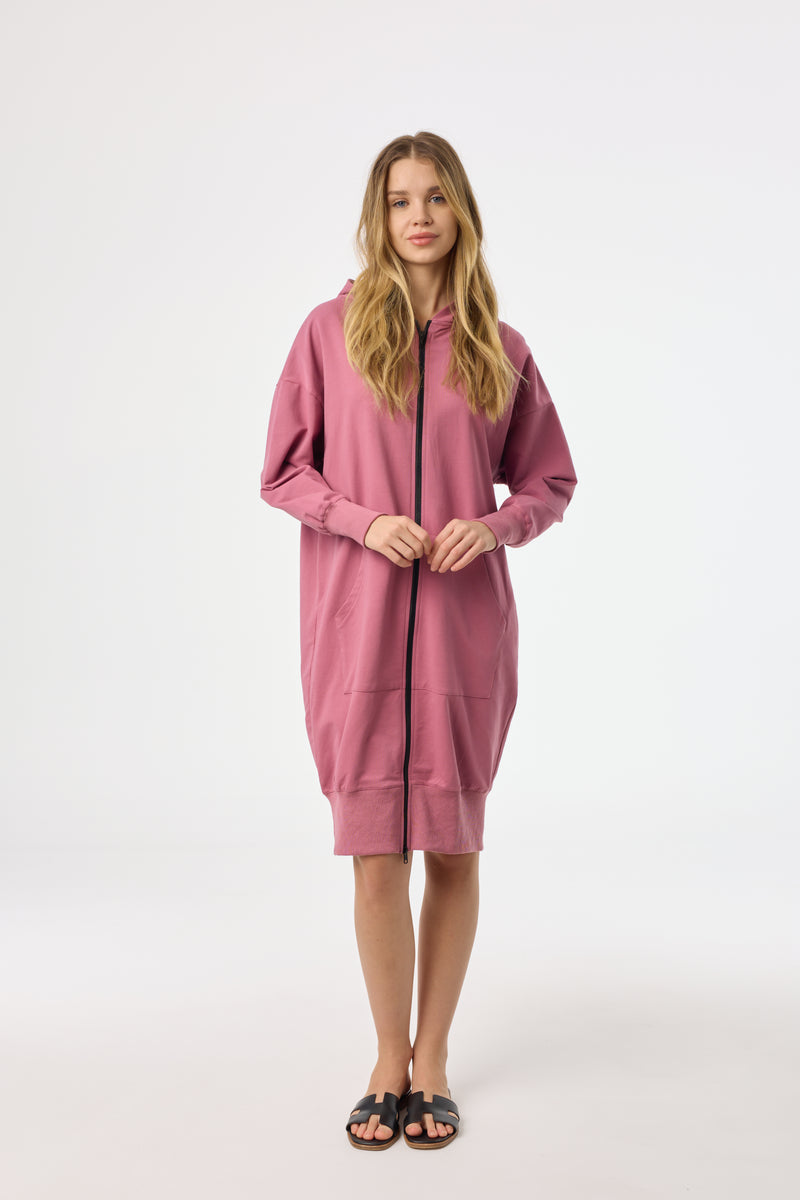 Raspberry Zipper Sweatshirt Dress