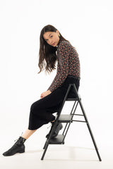 Red Blossom Printed Mock Neck Top