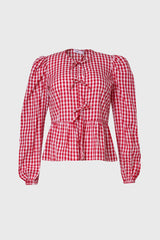 Red Gingham Bow Blouse