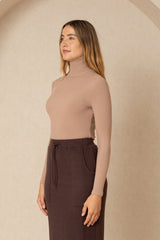 Light Brown Ribbed Turtleneck