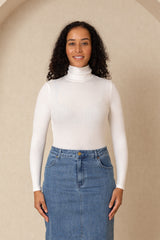 White Ribbed Turtleneck