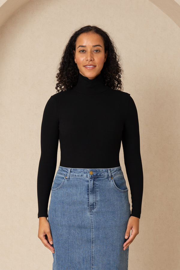 Black Ribbed Turtleneck