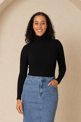 Black Ribbed Turtleneck