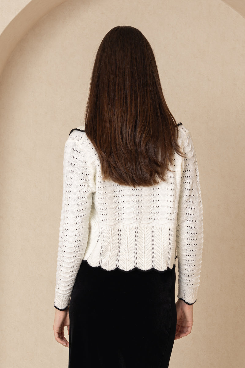 Ivory Ruffle Knit Cardi