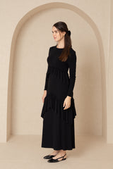 Black Ruffled Maxi Dress