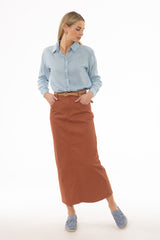 Rust Basic Denim Maxi Skirt