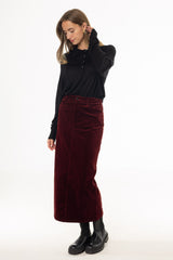 Rust Corduroy Maxi Skirt