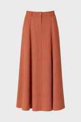 Rust Paneled Linen Feel Maxi Skirt