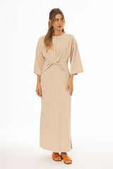 Sand Front Tie Knot Maxi Dress