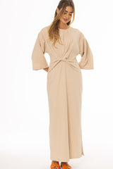 Sand Front Tie Knot Maxi Dress