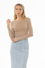 Sand Solid Long Sleeve T-Shirt
