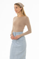 Sand Solid Long Sleeve T-Shirt