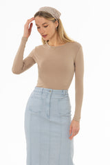 Sand Solid Long Sleeve T-Shirt