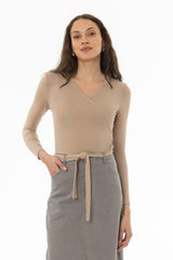Sand Solid Wrap T-Shirt