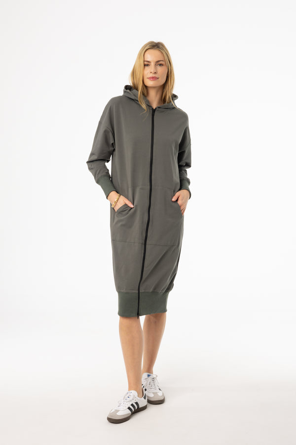 Sea Green Zipper Sweatshirt Dress