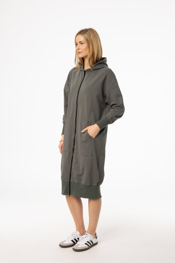 Sea Green Zipper Sweatshirt Dress