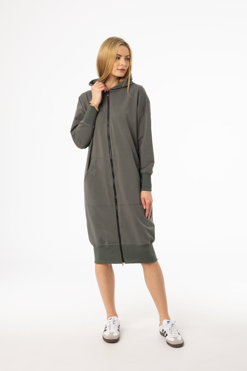 Sea Green Zipper Sweatshirt Dress