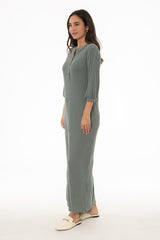 Seafoam 3/4 Sleeve Maxi Dress