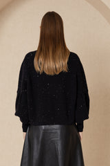 Black Sequin Knit Top