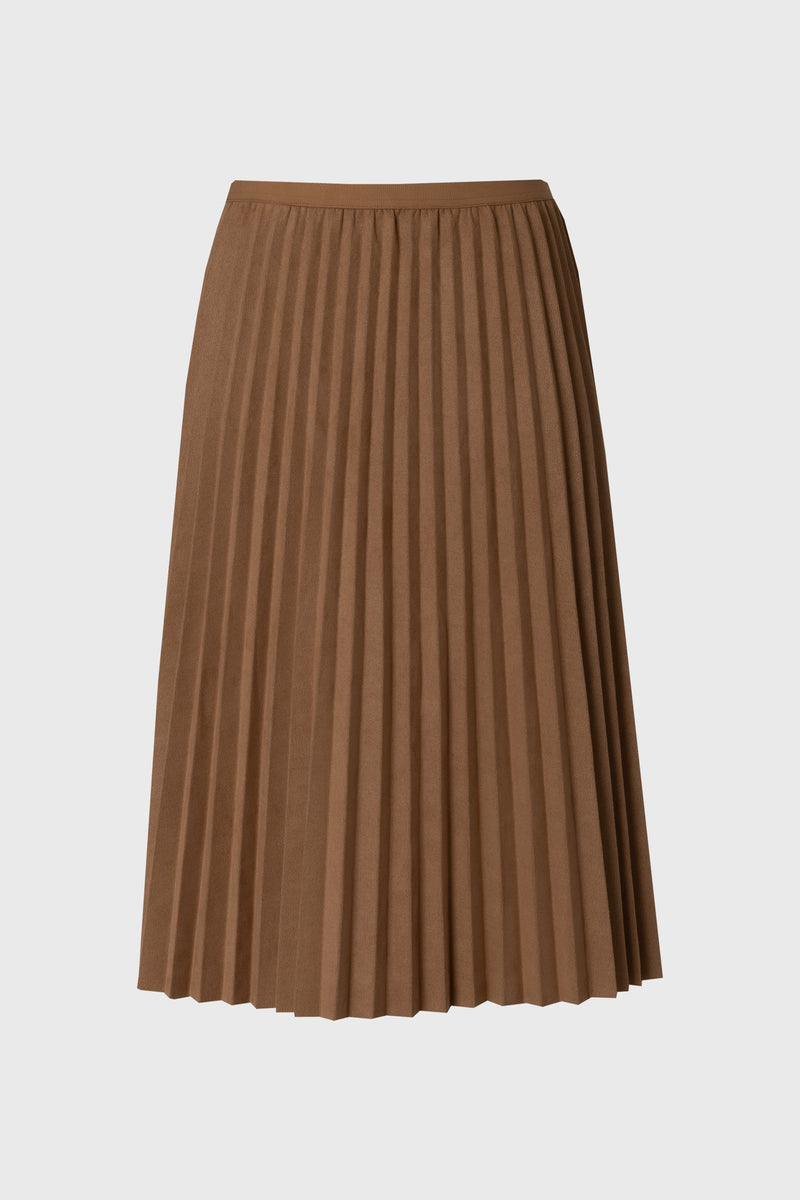 Camel Accordion Microsuede Skirt
