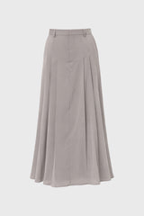 Slate Pleated Satin Maxi Skirt