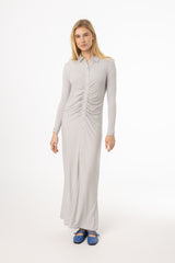 Slate Ruched Cardi Maxi Dress