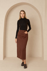 Brown Pocket Cargo Skirt