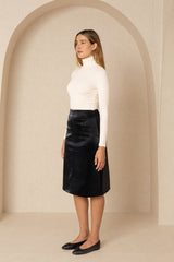 Black Snake Skin Leather Skirt