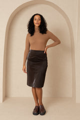 Brown Snake Skin Leather Skirt