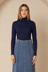 Navy Solid Turtleneck