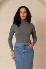 Heather Grey Solid Turtleneck