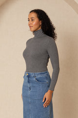 Heather Grey Solid Turtleneck