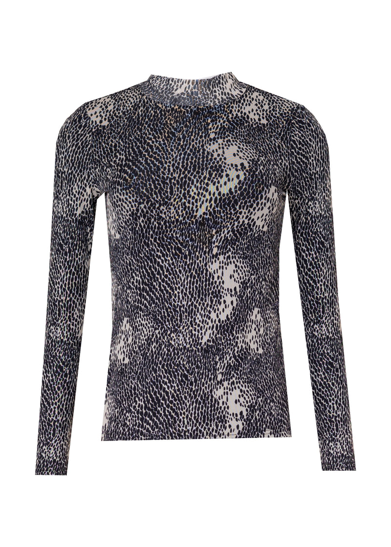 Spotted Mesh Mock Neck Top