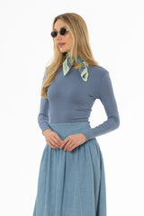 Steel Blue Solid Long Sleeve T-Shirt