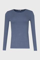 Steel Blue Solid Long Sleeve T-Shirt