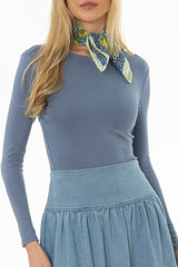 Steel Blue Solid Long Sleeve T-Shirt