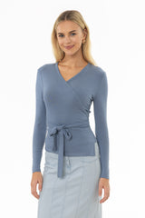 Steel Blue Solid Wrap T-Shirt