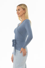 Steel Blue Solid Wrap T-Shirt