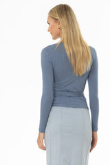 Steel Blue Solid Wrap T-Shirt