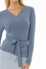 Steel Blue Solid Wrap T-Shirt