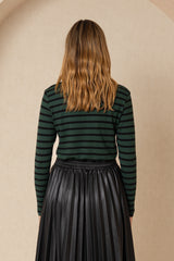 Green and Black Striped Knit Top