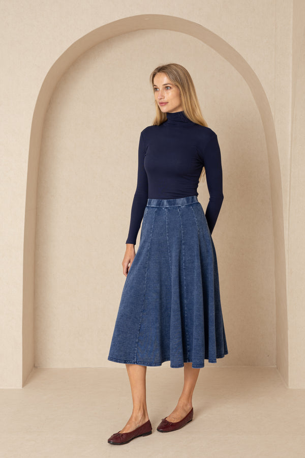 Dark Denim Swing Skirt