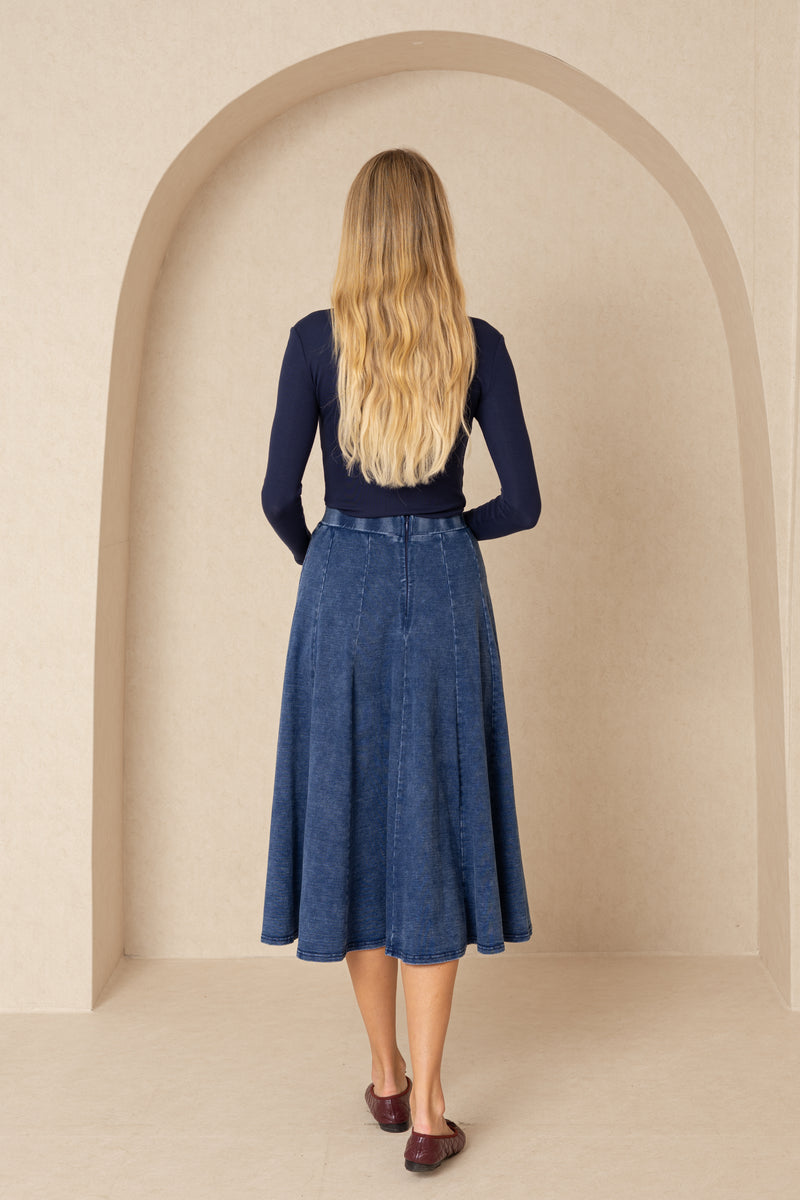 Dark Denim Swing Skirt