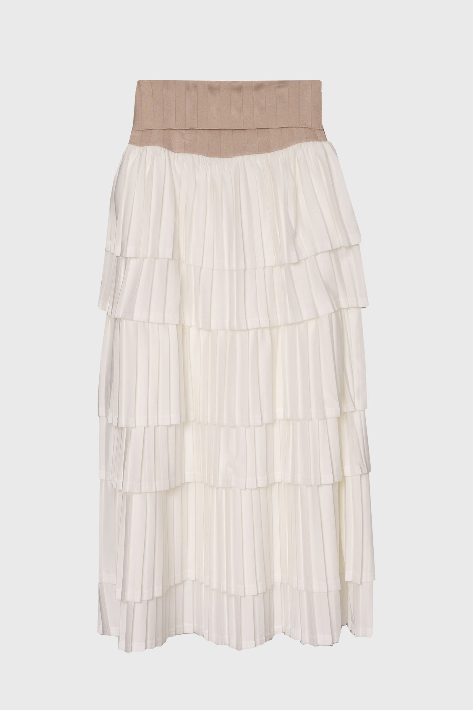Tan Accordion Pleat Ruffle Maxi Skirt – BLANK