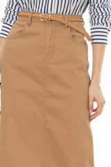 Tan Basic Denim Maxi Skirt