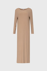 Tan Basic Pocket Maxi Dress