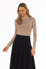 Tan Bloom Printed T-Shirt