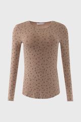 Tan Bloom Printed T-Shirt