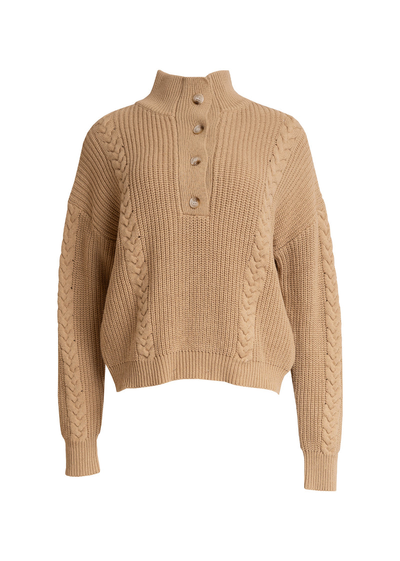 Tan Braided Knit Sweater